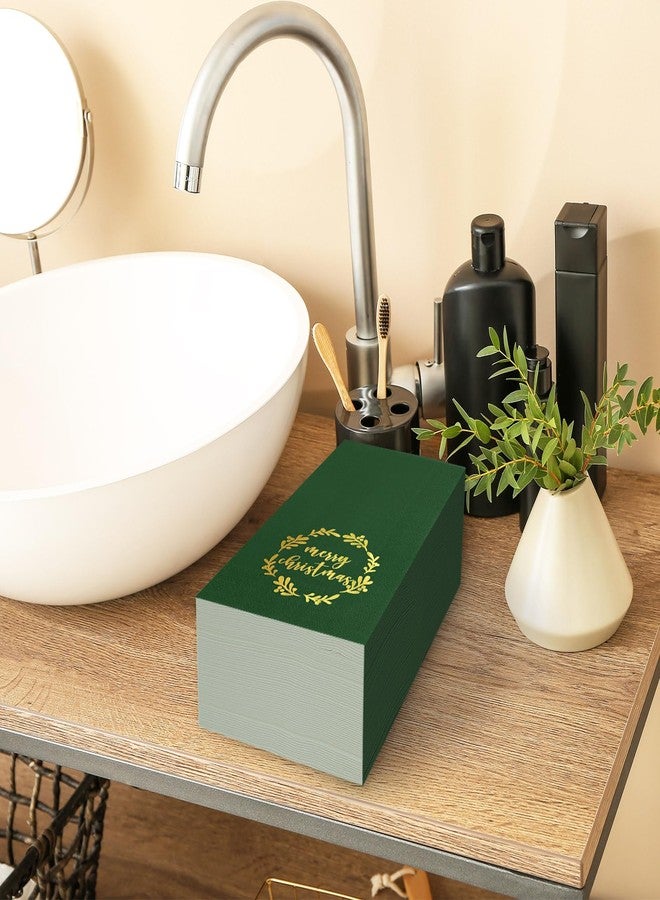 وولاين مناديل ضيوف عيد الميلاد من والين، مزينة بإكليل ذهبي، ثلاث طبقات، للاستخدام مرة واحدة، مناديل حمام، مناديل حمراء وخضراء، مناديل يد للضيوف، مستلزمات حفلات عيد الميلاد، 80 قطعة - Image 5